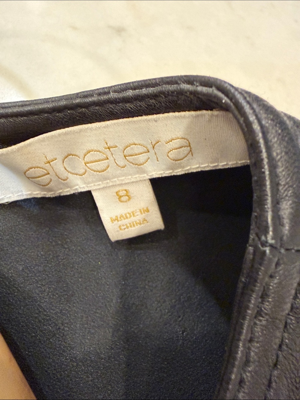 ETCETERA Leather Top Black Fringe Shell Tank Size 8 - Picture 6 of 10